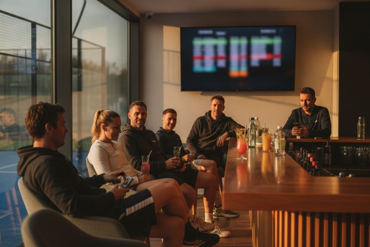 The board on the clubhouse screen